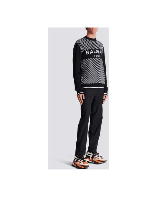 Balmain Pullover Mini-Monogramm in Black für Herren