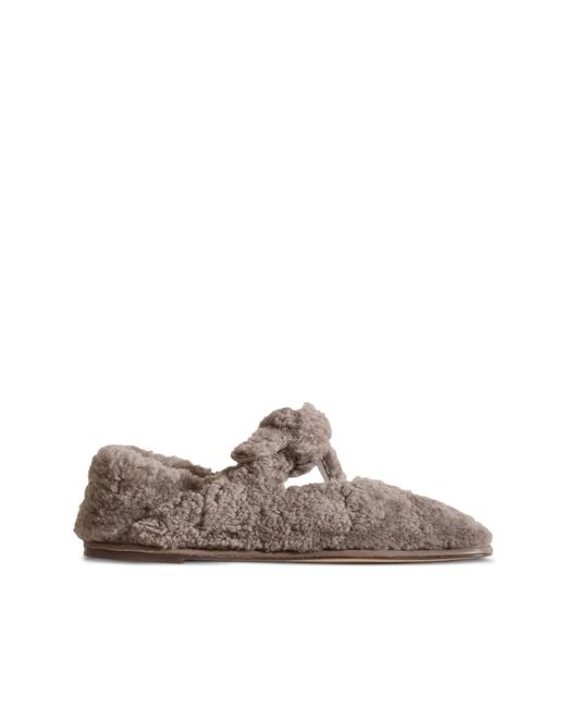 Hereu Schoenen ,Grijs ,Nylon Platte Grijze Zijde & Nylon Schoenen in het Brown