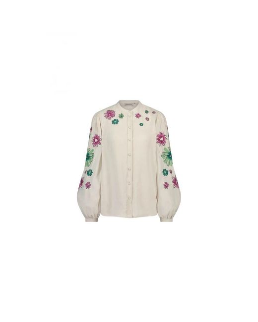 FABIENNE CHAPOT Natural Bluse mit blumenstickerei