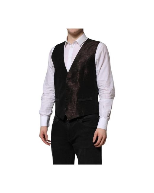 Dolce & Gabbana Black Waistcoats for men