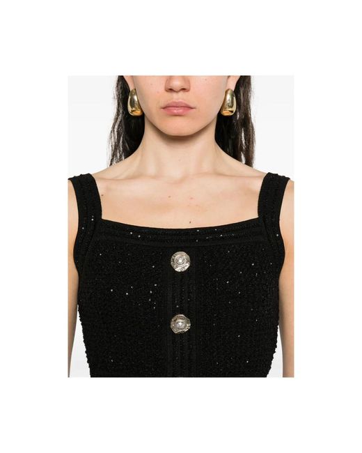 Balmain Black Sleeveless Tops