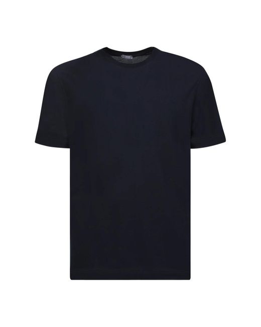 Zanone Blaues T-Shirt mit Rundhalsausschnitt und kurzen Ärmeln in Black für Herren