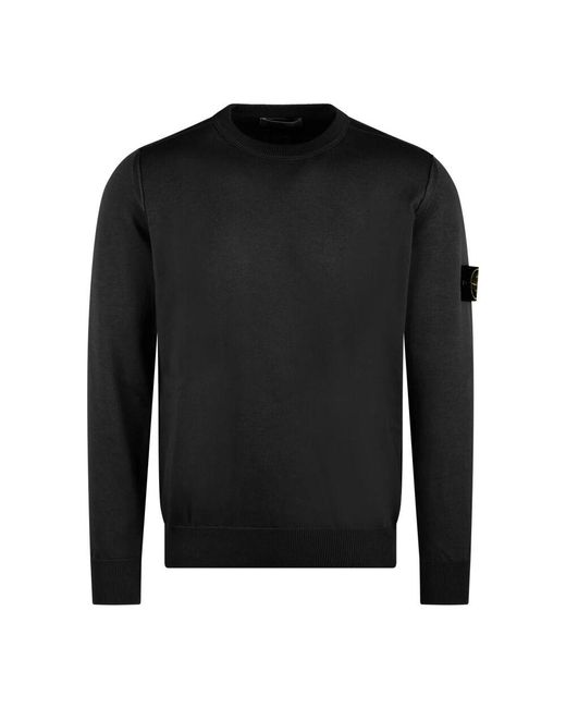 Stone Island Baumwoll-Crewneck-Sweater Mit Erhöhten Nähten in Black für Herren