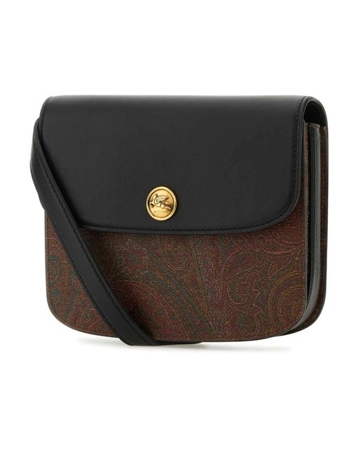 Etro Black Große canvas und leder crossbody tasche