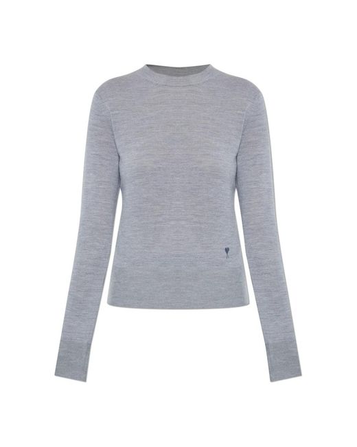 AMI Truien & Vesten ,Grijs ,Wol Dunne Wollen Trui in het Gray