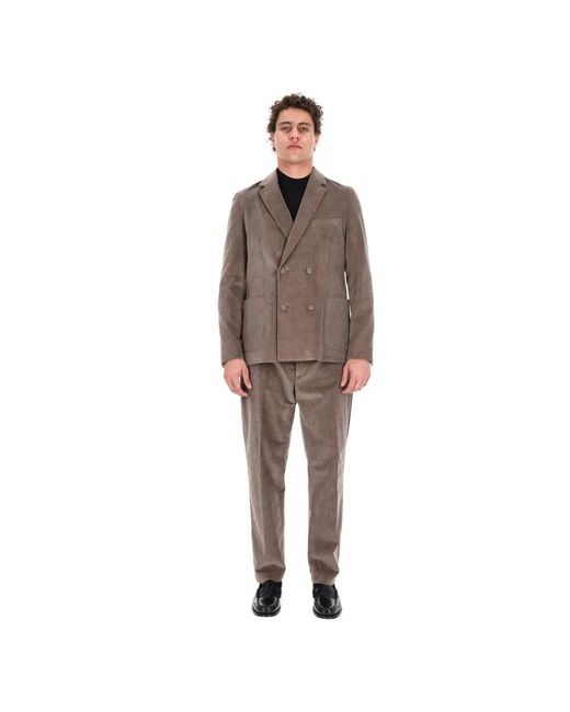 Officine Generale Gray Double Breasted Suits for men