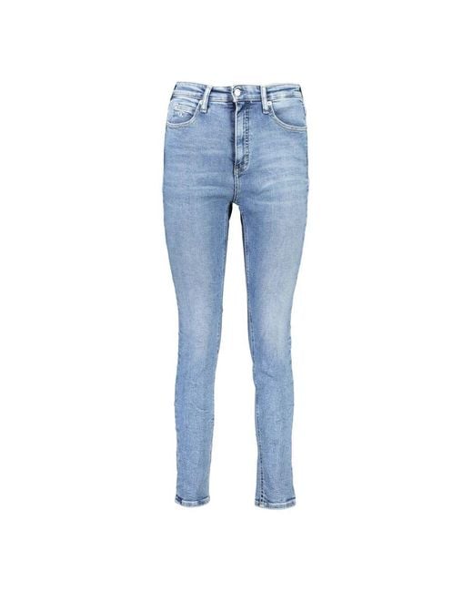 Calvin Klein Blue Blaue denim skinny jeans mit stickerei