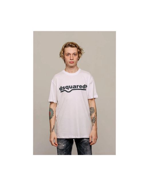 DSquared² Tops ,Wit ,Katoen Witte Katoenen T-Shirt Voor Mannen in het White voor heren