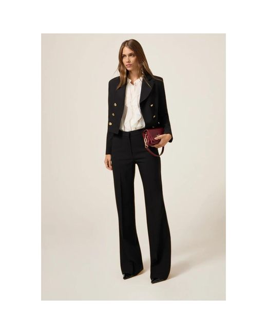 Oltre Broeken ,Zwart ,Polyester Wide-Leg Palazzo Broek in het Black