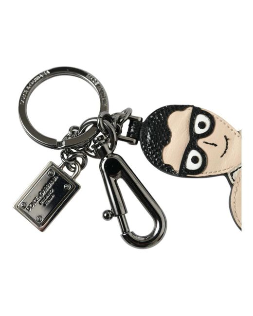 Dolce & Gabbana Black Logo badge leder schlüsselanhänger dgfamily