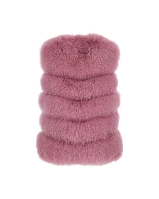 Suprema Hoge Kraag Bontvest in het Purple