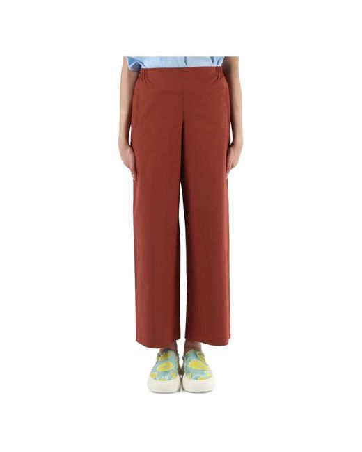 Pantalones pierna ancha de algodón elástico Niu de color Red