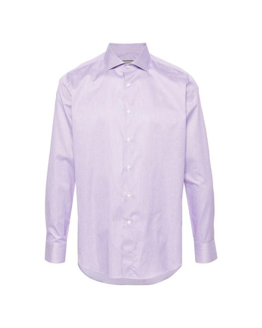 Canali Baumwollhemd made in italy in Purple für Herren