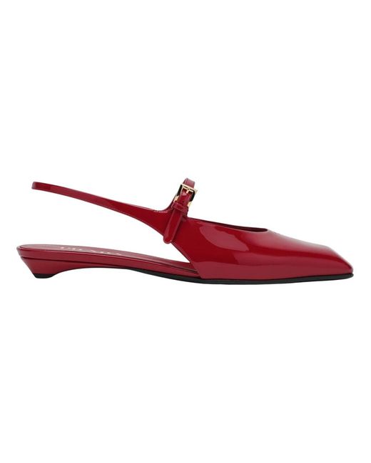 Prada Red Patent Leather Slingback Flats