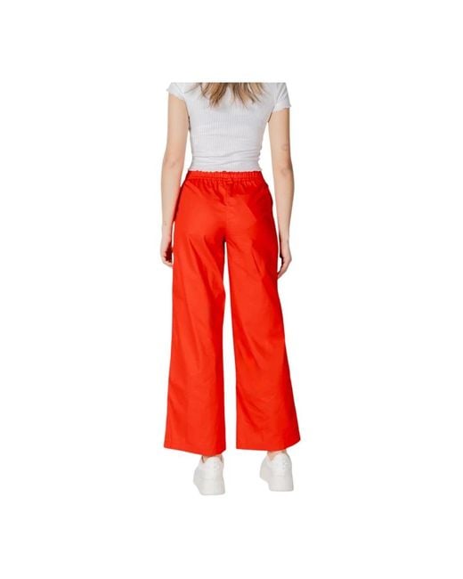 ONLY Red Rote Baumwoll Wideleg Hose Casual Stil