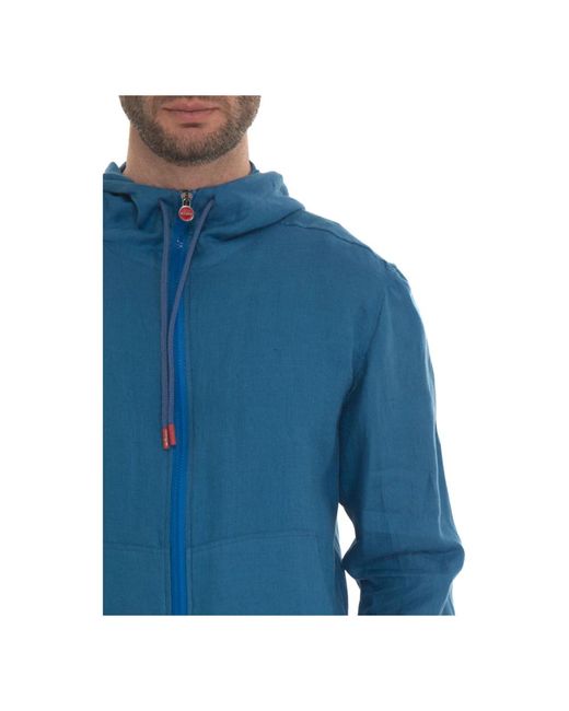 Kiton Kapuzen-sweatshirt aus leinen mit reißverschluss in Blue für Herren