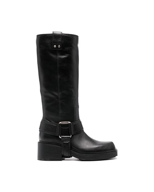 Vic Matié Black Schwarze lederstiefel mit quadratischer zehenkappe
