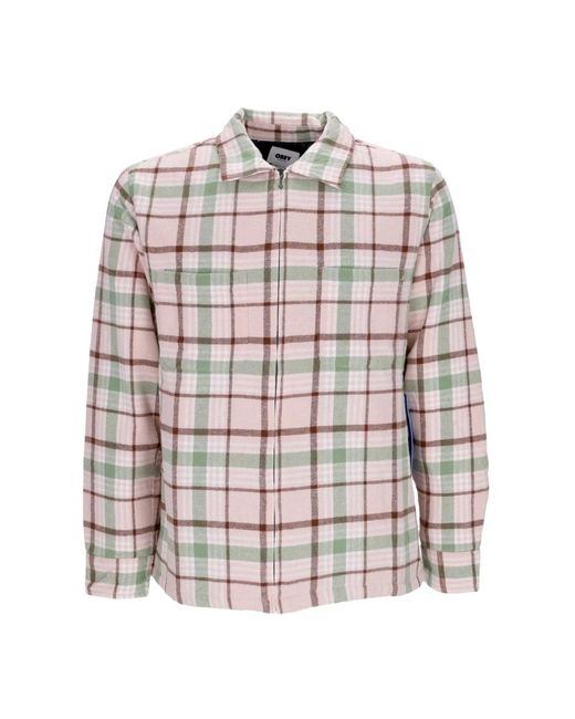 Obey Jassen ,Veelkleurig ,Katoen Gewatteerd Shirtjack Roze Klei in het Pink voor heren