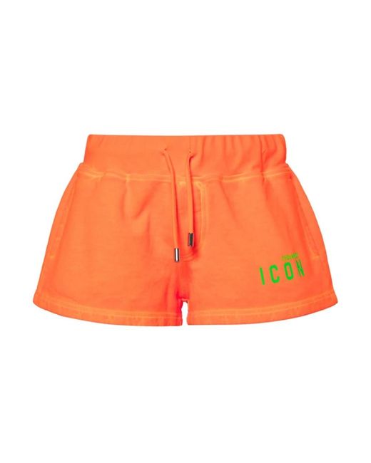 DSquared² Orange Fluoreszierende logo print shorts