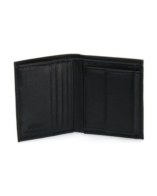 Guess Compacte Leren Portemonnee in het Black voor heren