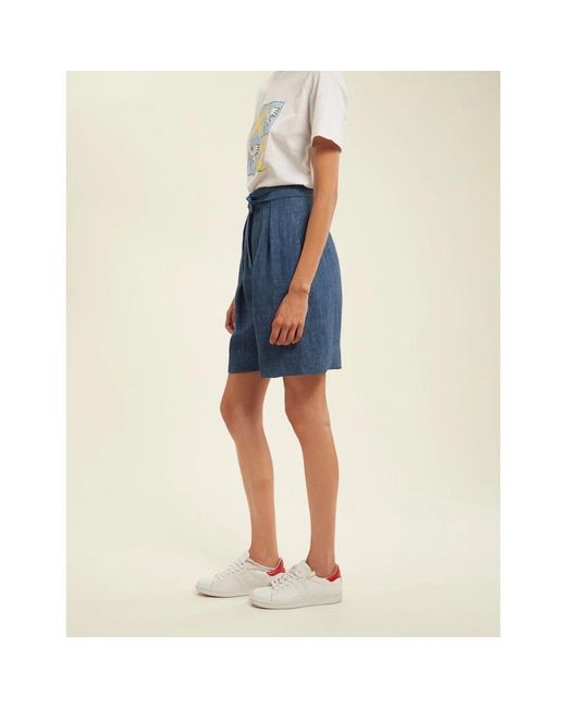 Ines De La Fressange Paris Blue High-waist denim shorts