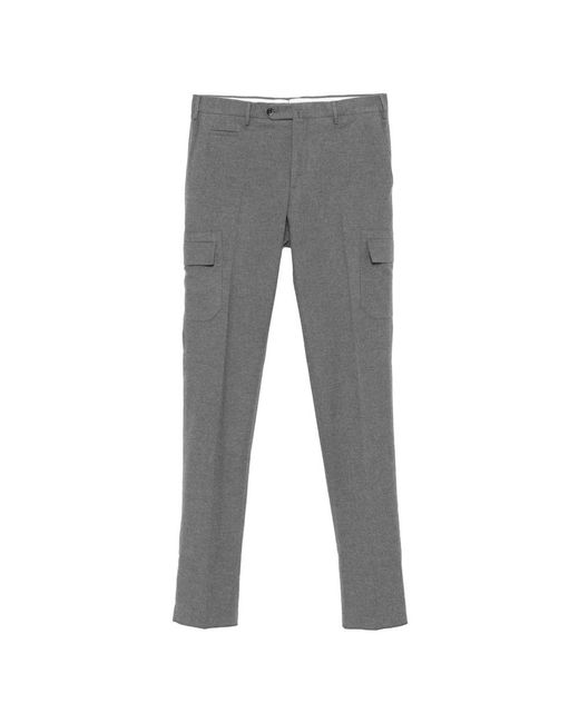 PT Torino Gray Slim-Fit Trousers for men