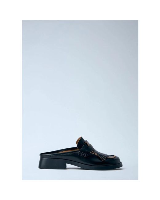 Camper Blue Heeled Mules