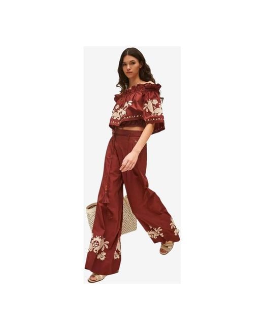 Twinset Red Wide Trousers