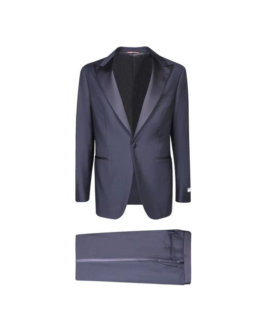Canali Kostuums ,Blauw ,Wol Enkelrijig Wollen Pak Met Gekerfde Revers in het Blue voor heren
