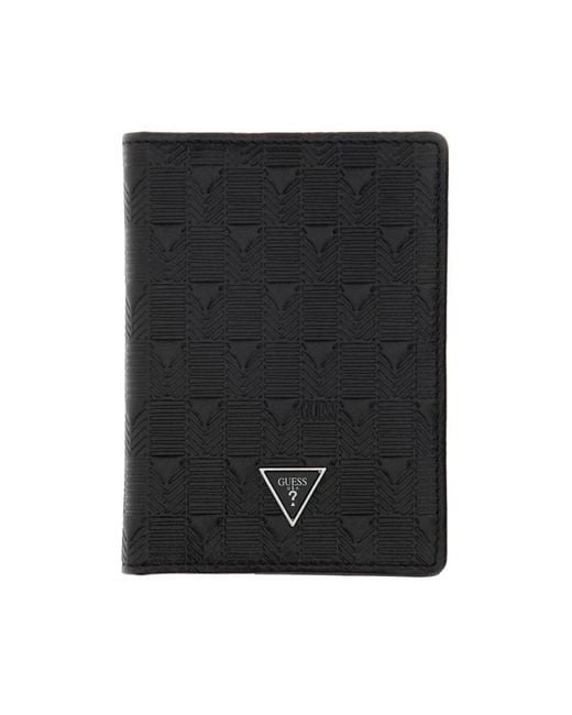 Guess Elegante Rfid-Sichere Schwarze Brieftasche in Black für Herren