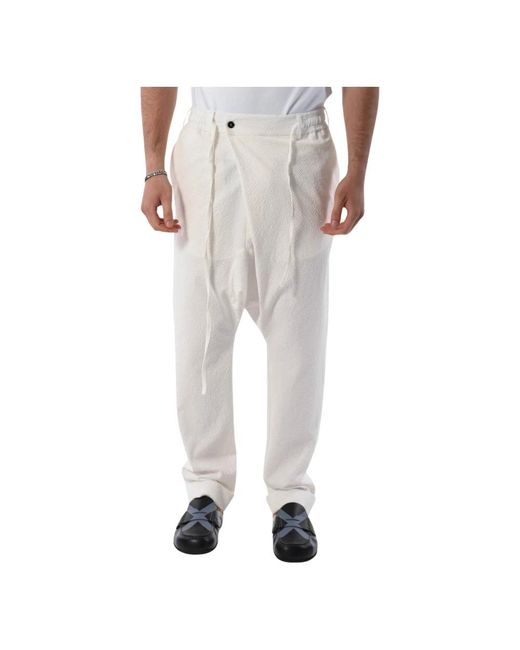 Pantaloni in cotone con gancio e zip di Gabriele Pasini in Natural da Uomo