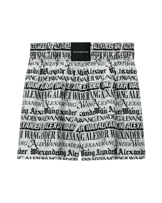 Shorts de tela con estampado de periódico Alexander Wang de color Black