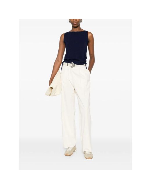 DUNST Drawstring Boat Neck Top in het Blue