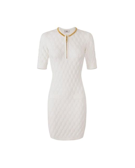 Elisabetta Franchi White Knitted Dresses