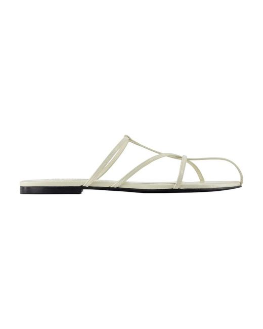 Jil Sander Pointed Toe Flat Sandal in het White