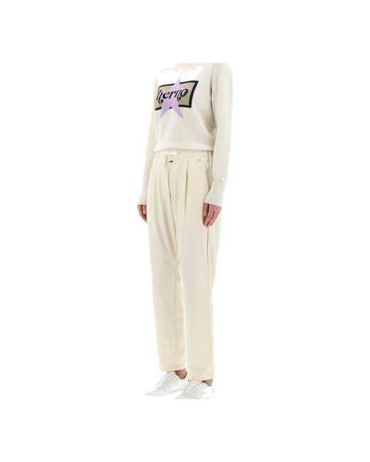 Herno Broeken ,Polyester Faux Leather Pants in het Natural