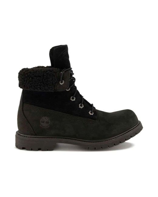 Timberland Black Wasserdichte fleece fold down stiefel