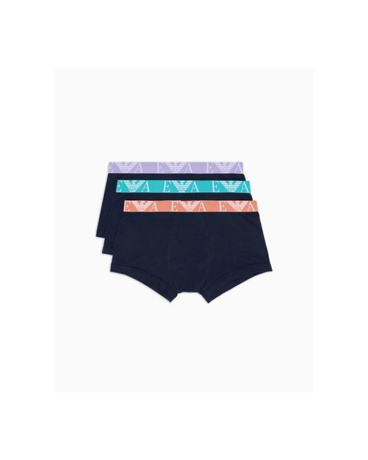 Emporio Armani Tripack Boxers Katoen Stretch in het Blue voor heren