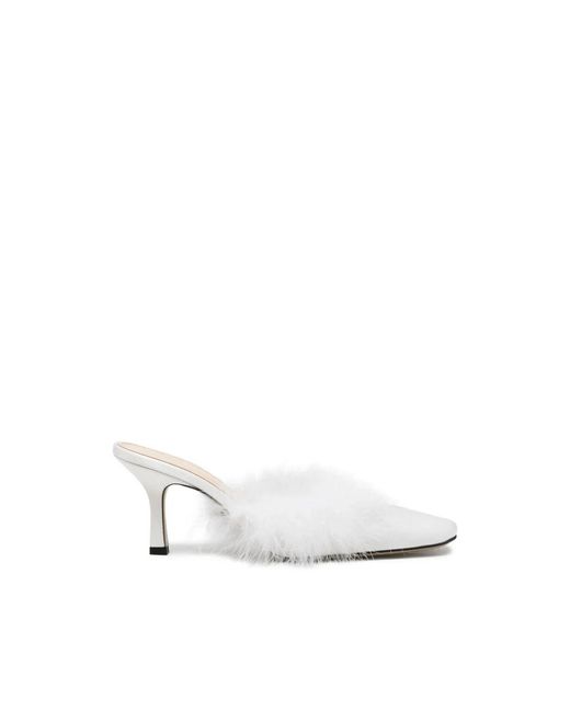 Mach & Mach White Heeled Mules
