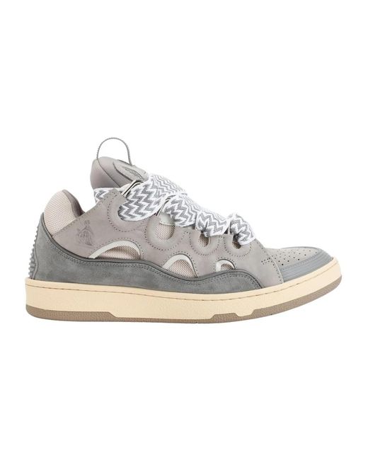 Sneakers in camoscio grigio di Lanvin in White da Uomo