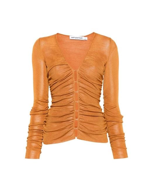 Self-Portrait Orange Viscose Knitted Top