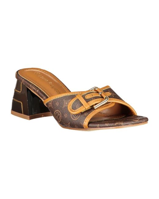 Laura Biagiotti Brown Heeled Mules