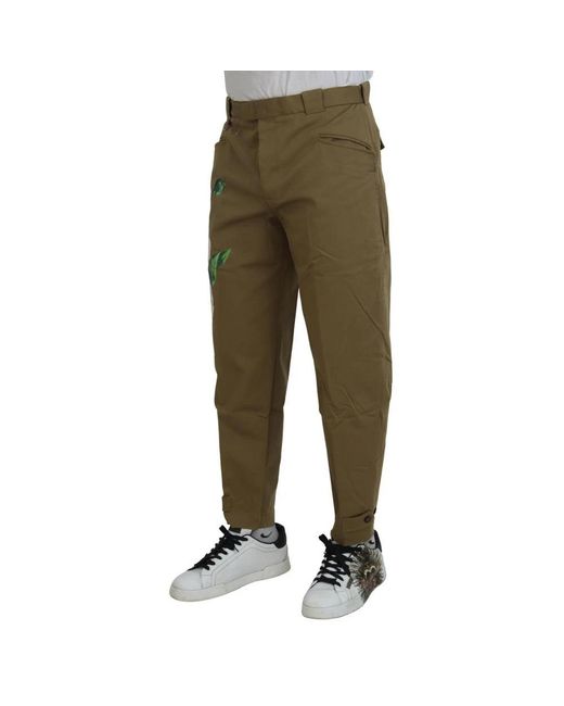 Dolce & Gabbana Green Slim-Fit Trousers for men