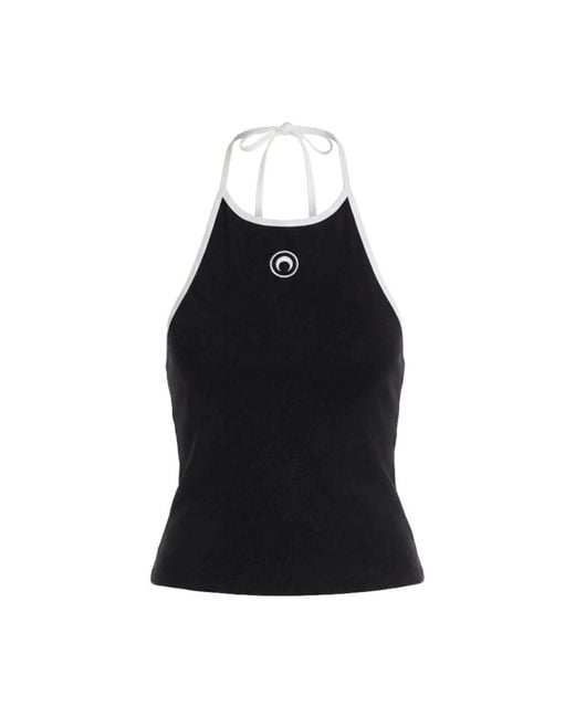 MARINE SERRE Black Sleeveless Tops