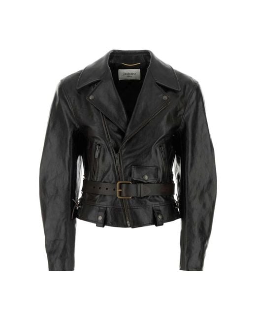 Saint Laurent Petit Blouson Avec Ceinture in het Black