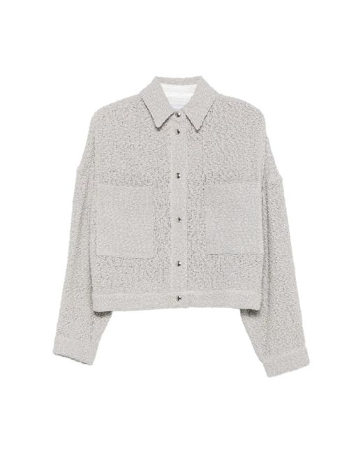 IRO Gray Strukturierte Graue Jacke Kragen Lange Ärmel