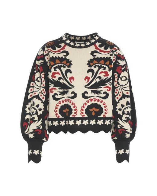 Round-Neck Knitwear di Farm Rio in Black