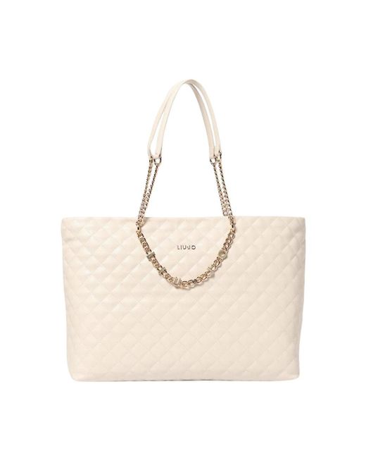トートバッグ LIU JO Woman Tote bags Natural AA5024E0064 51308 Liu Jo Tote Bag In Canvas And Synthetic Leather | Lyst