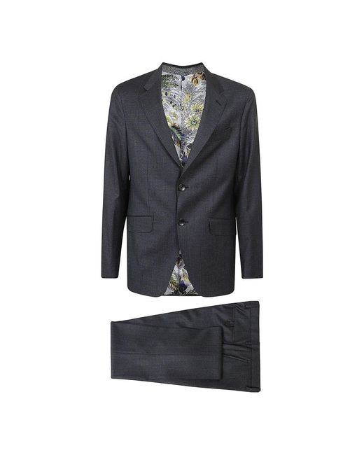 Etro Black Single Breasted Suits for men