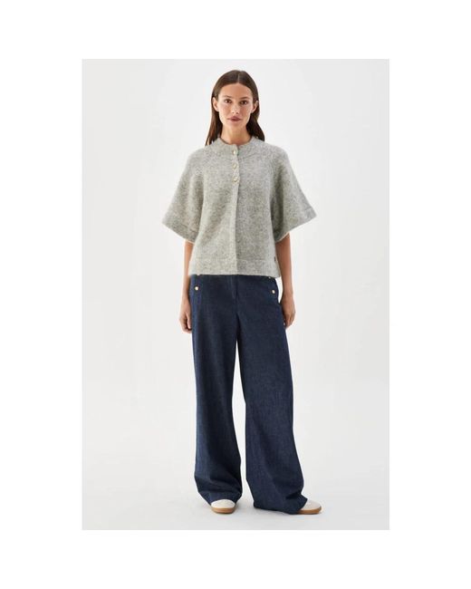 BUSNEL Truien & Vesten ,Grijs ,Wol Vilanie Mohair Cardigan Met Korte Mouwen in het Gray